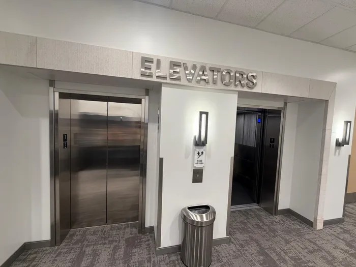 Elevator lobby inside the building