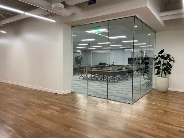 Cleaned corporate office glass conference room